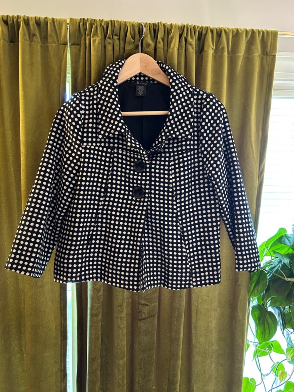 Retro Timing Polka Dot Black & White Cropped Coat